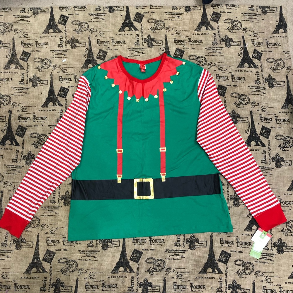 Target Brand NWT! Christmas  514368 Elf Green/Red Striped Pajama Sweater - Picture 2 of 12